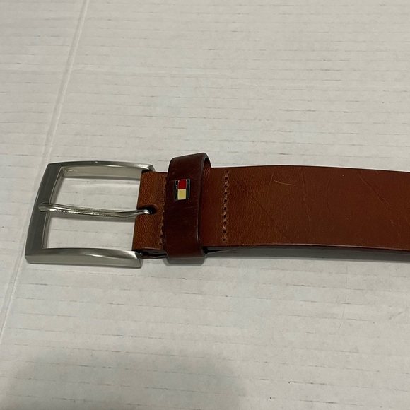 Tommy Hilfiger new denton 3.5cm leather belt in dark tan - Picture 2 of 7